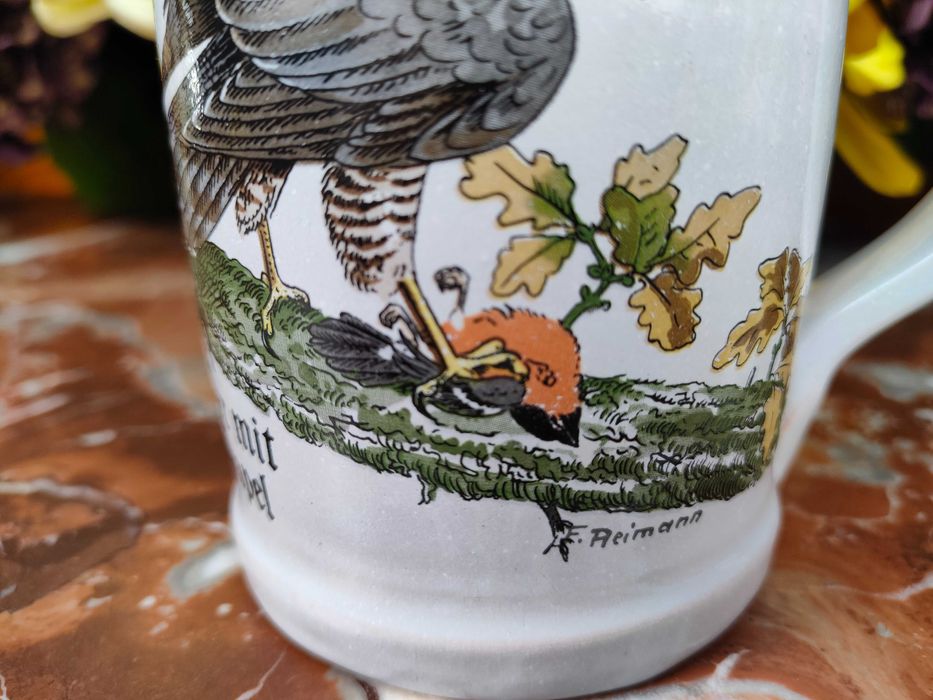 Ceramiczny myśliwski kufel - Krogulec z gilem - 0,38 L - Reimann