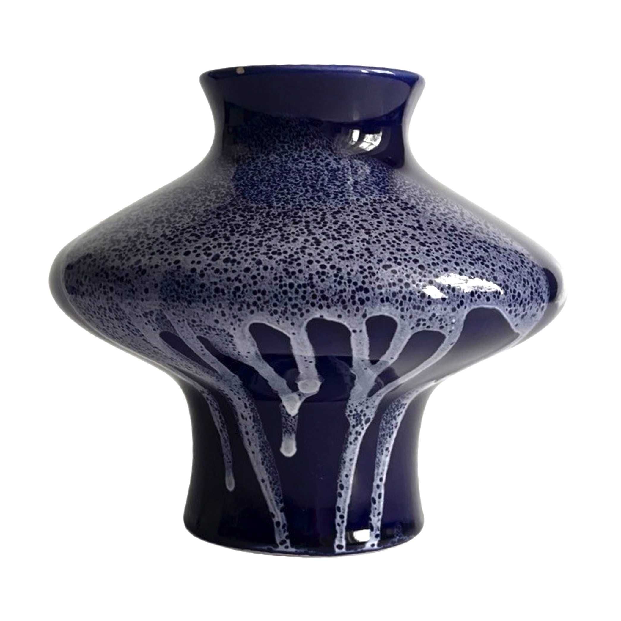 Kobaltowy, ceramiczny wazon Keramika Kravsko, Czechosłowacja, lata 70.