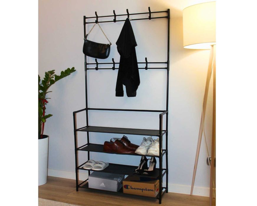 Elegancki Metalowy Stojak Wieszak z Półką na Buty *NAJLEPSZA JAKOŚĆ*