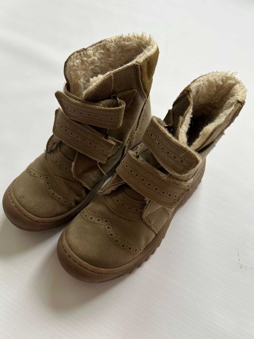 Pom Pom buty botki kozaki trzewiki chłopięce khaki skóra 29