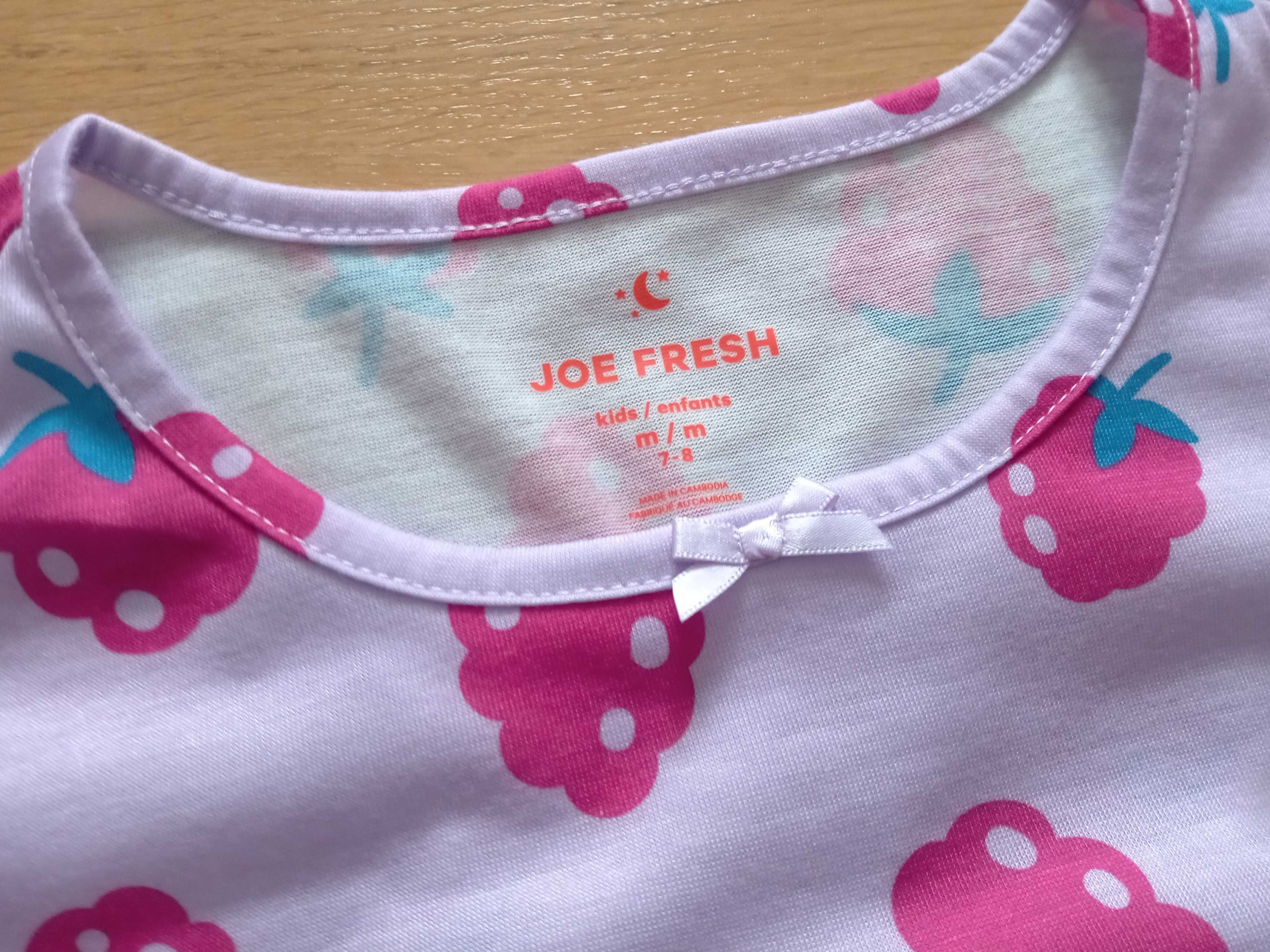 Joe Fresh nowa piżama komplet maliny 122 128 oversize