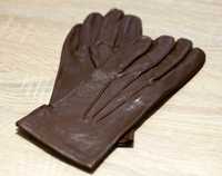 Damskie rękawiczki skórzane brąz rozmiar 7,5 i 8 MADE IN ITALY