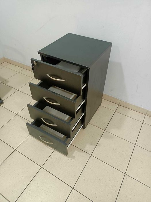 Szafka komoda kontenerek czarny na kluczyk 4 szuflady