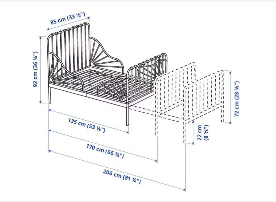 Cama ferro branca extensível