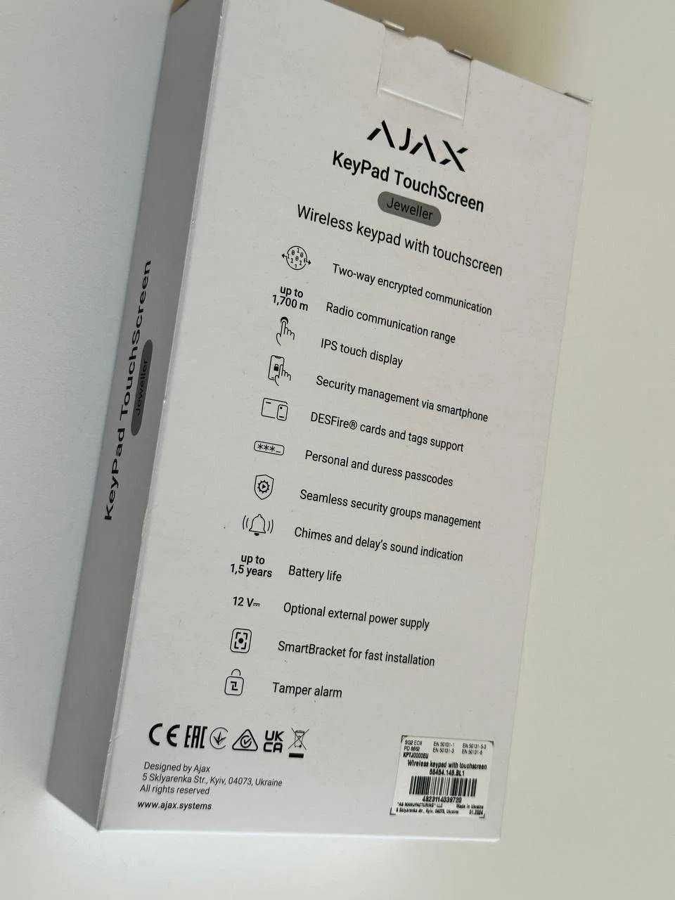 Бездротова клавіатура з сенсорним екраномAjax KeyPad TouchScreen Black