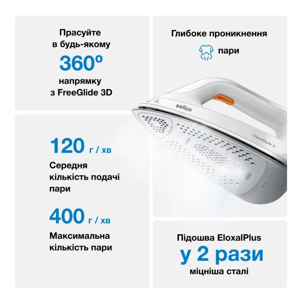 Праска з парогенератором BRAUN CareStyle 3 IS 3132 WH