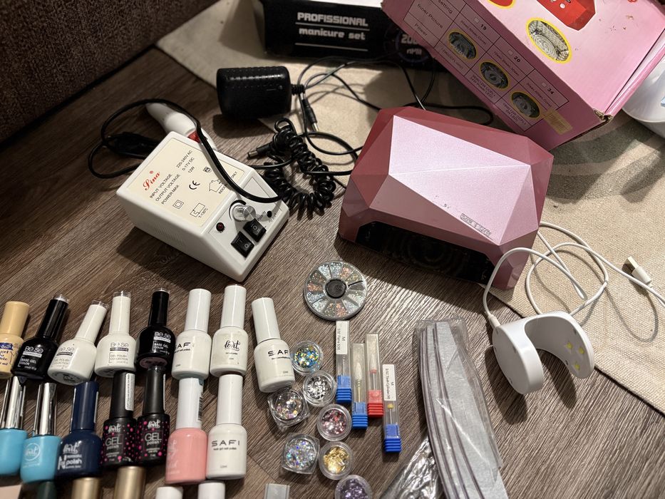 Набір для гель лаку, уф лампа, фрезер для нігтів, гель лак