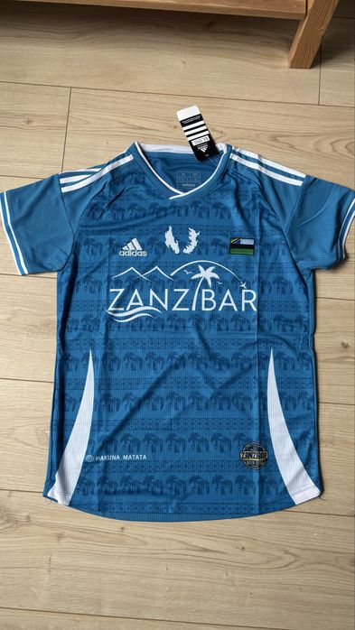 Koszulka sportowa piłkarska Zanzibar rozmiar M niebieska