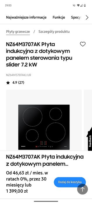 Płyta indukcyjna Samsung sprawna