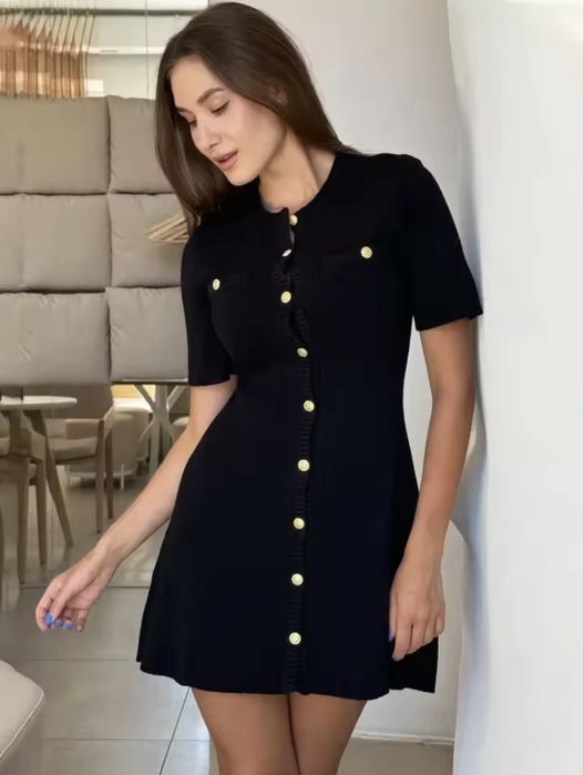Елегантне трикотажне плаття розмір S old money в стилі H&M сукня чорна