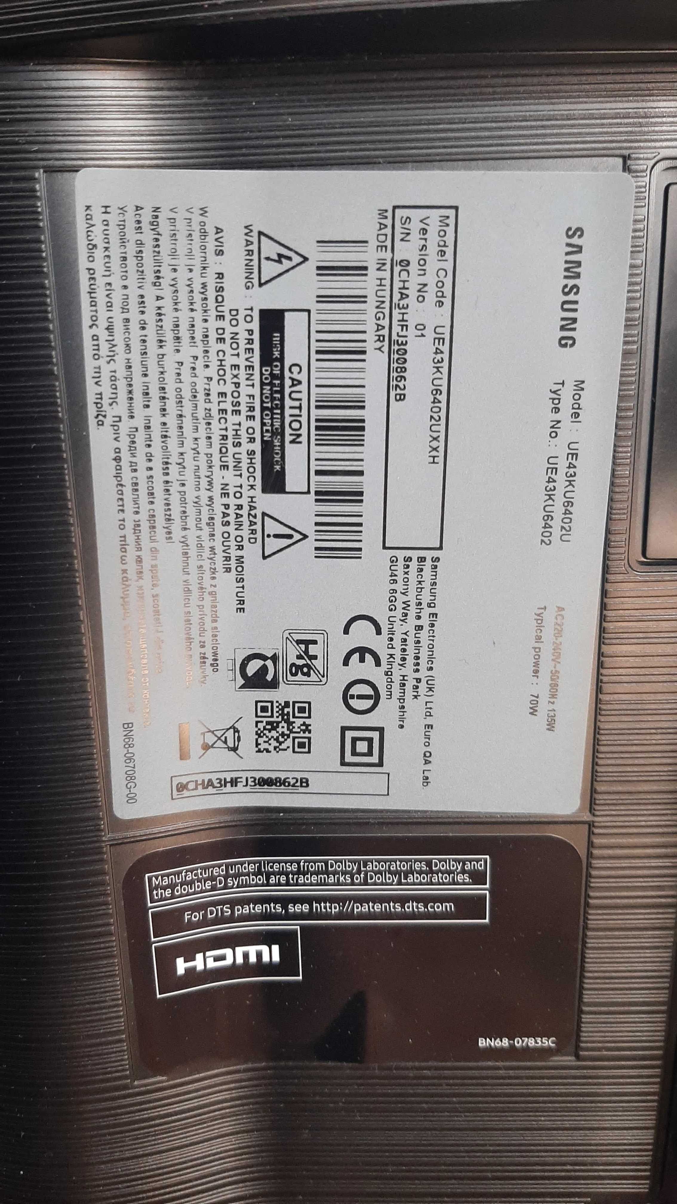 Телевізор SMART  Samsung 43 KU64024