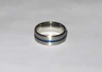 Obrączka pierścionek stalowy szaro niebieski
