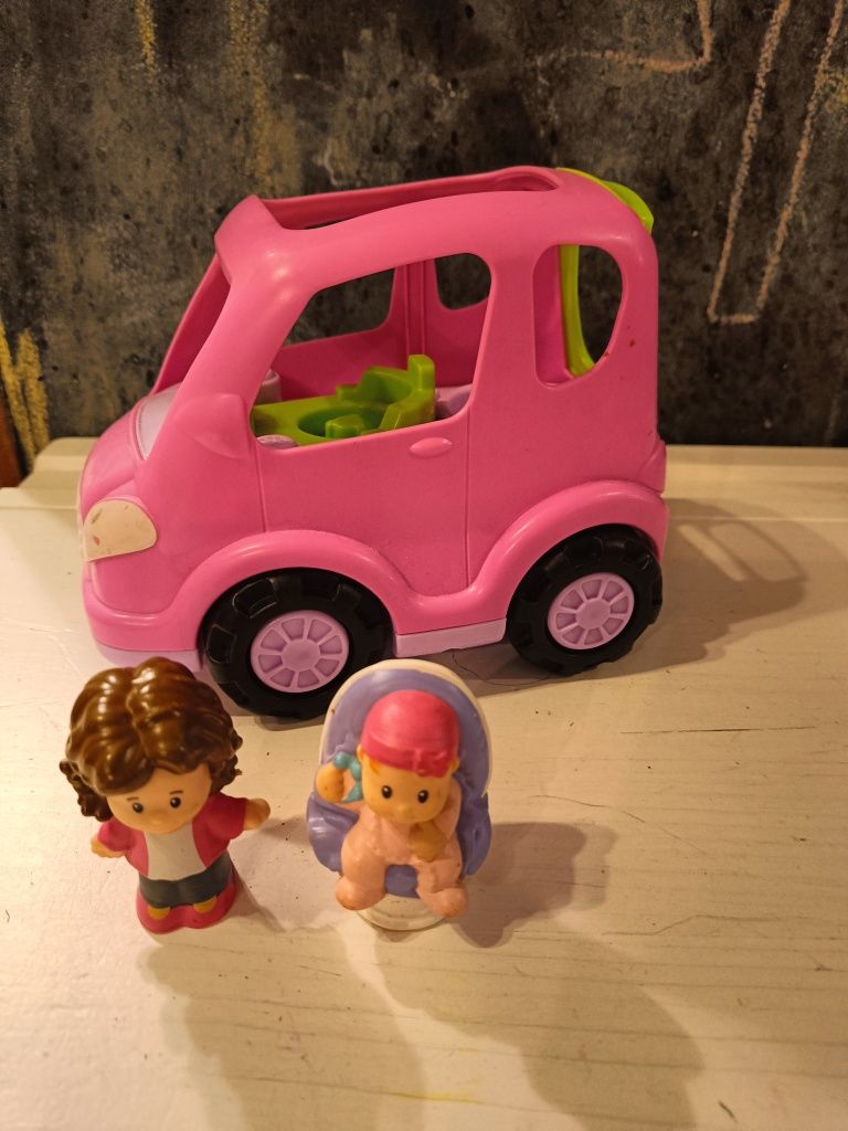 Auto mamy różowe dla dziewczynki bobas little people fisher price van