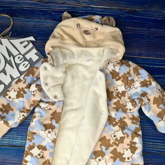 Теплий комбінезон чоловічок з капюшоном на 6-9 місяців бу