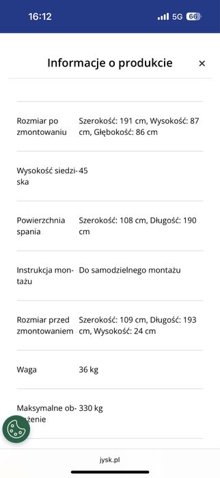 Szara kanapa  wersalka rozkladana Jysk