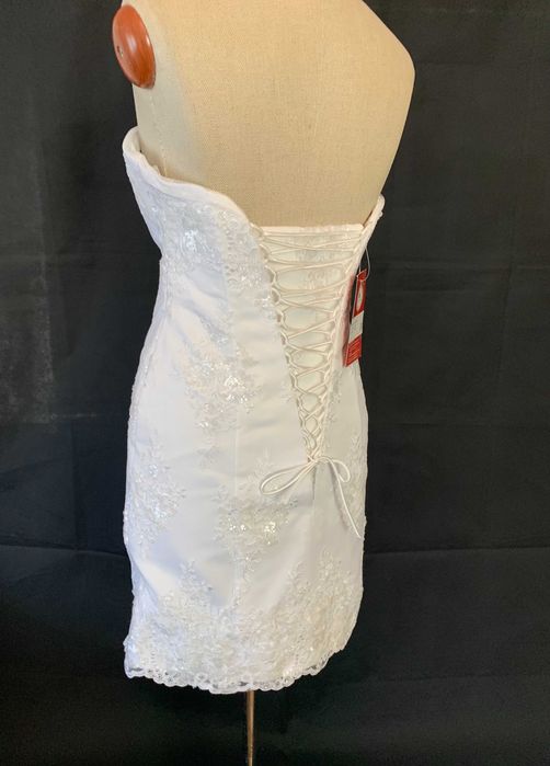 Nowa Krótka suknia ślubna Mini 38 M Gorset na Poprawiny Cywilny Sesję