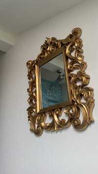 Lustro w stylizowanej zlotej ramie 108x53 cm lustro 54 x 39 cm