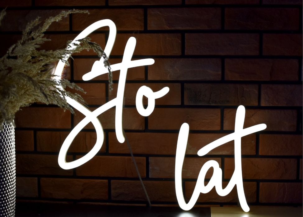 Sto lat, urodziny, napis neonowy, ledon, led, świetlny, neon