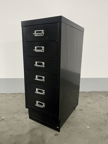 BISLEY metalowa szafka czarna biuro warsztat 6 szuflad na kółkach A4