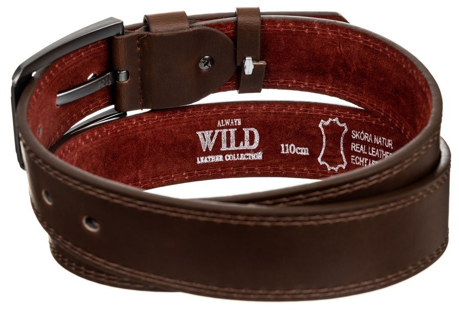skórzany pasek męski z klasyczną klamrą - always wild 120