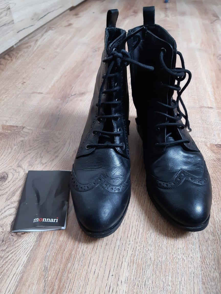 Nowe buty kozaki, botki r.38 czarne półbuty monnari skóra