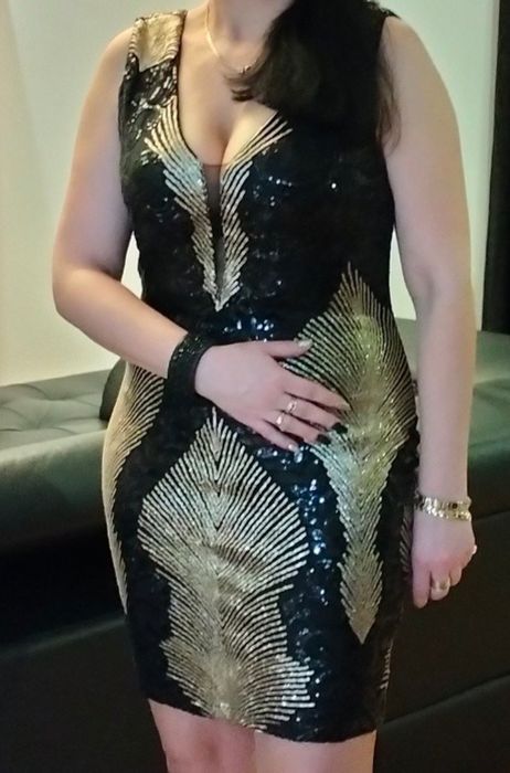 Sukienka czarno złota, rozmiar L