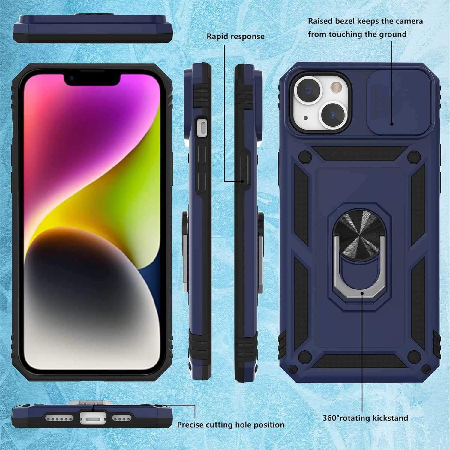 VAKS etui pancerne iPhone 14 Plus stojak 2x szkło LCD osłona aparatu