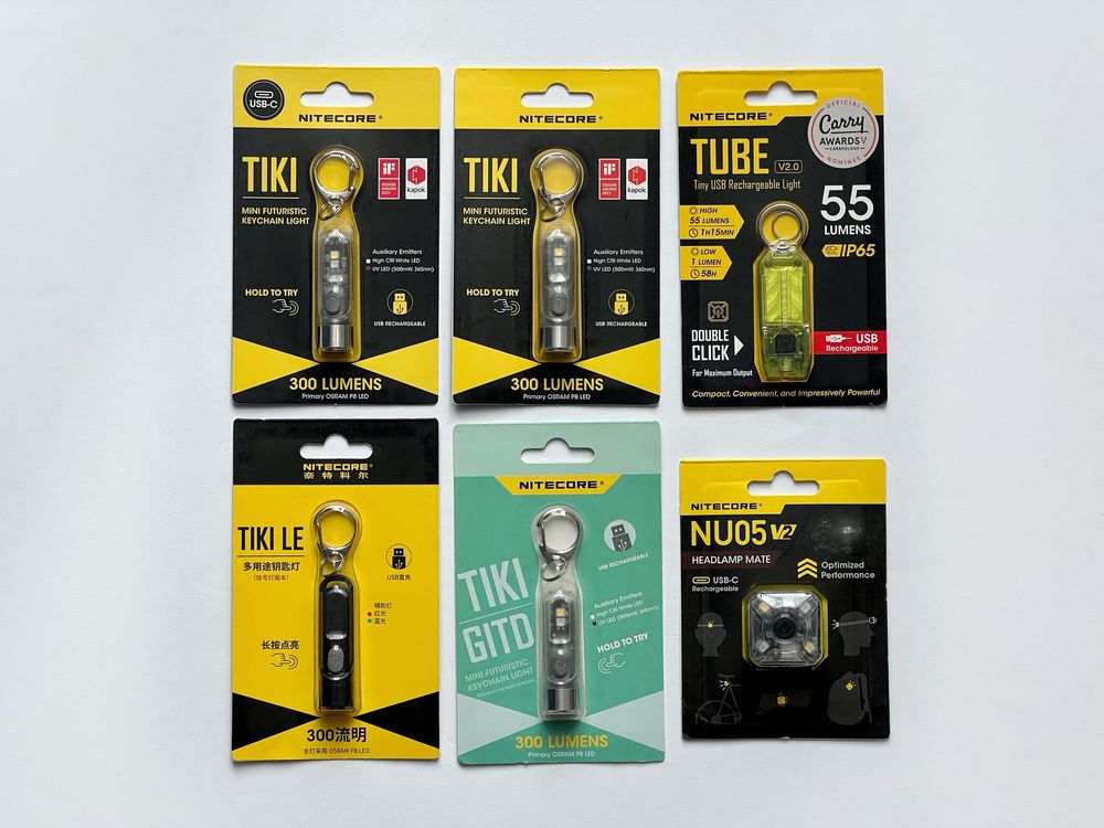 Nitecore Tiki/Tiki Type C/Tiki LE/Tiki GITD/Tube/NU05 v2.0 Ліхтарики