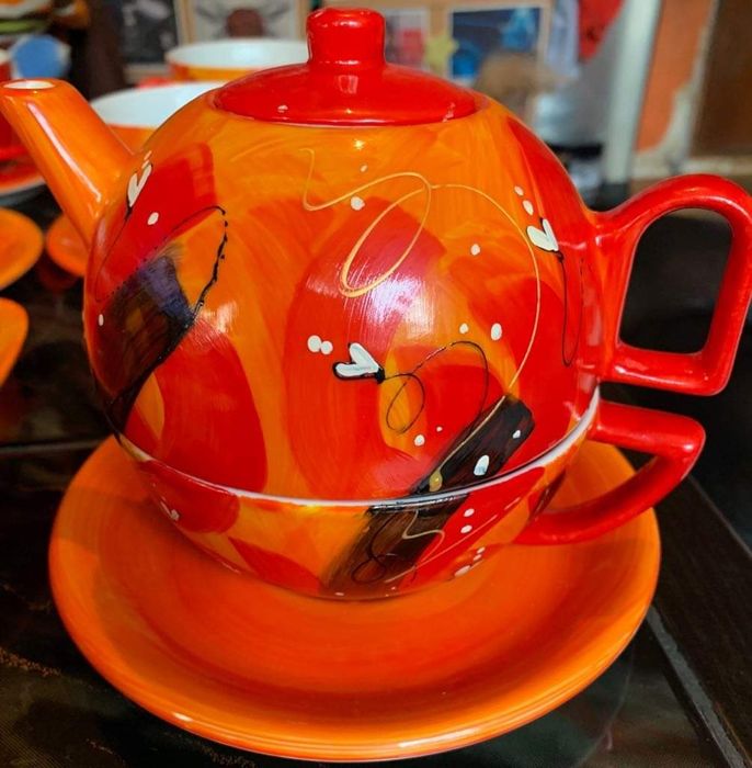 Ręcznie malowany komplet porcelana