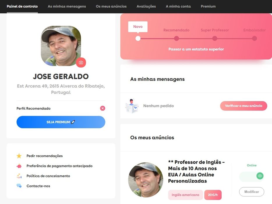 Professor de English e português :