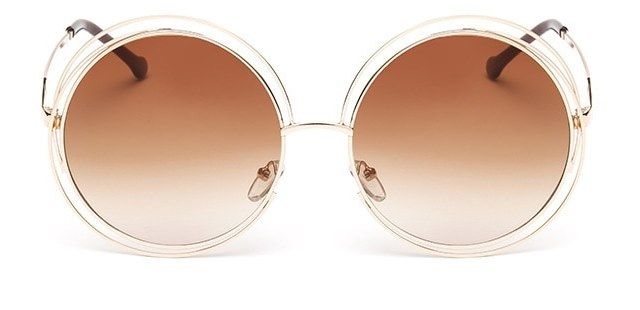 Okulary Przeciwsłoneczne Damskie Brązowe Muchy Okrągłe Duże Xxl Elegan