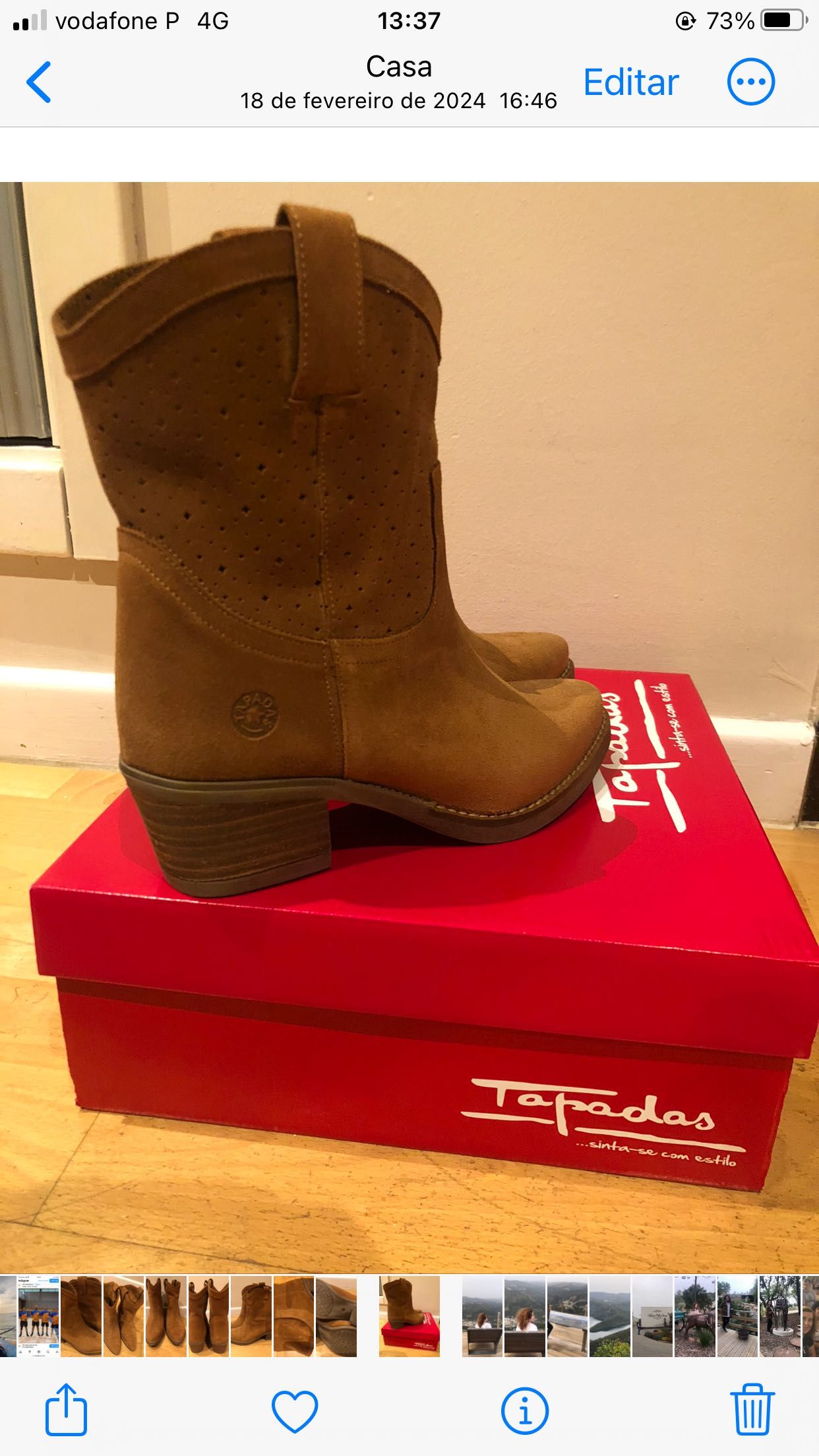 Botas de camurça, cor camel da marca Tapadas