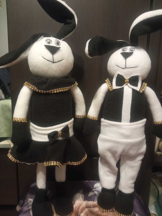 Zające handme ręcznie robione para 70cm rocznica ślub