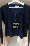 Granatowy kardigan we wzory kwiaty lambswool angora wełna M 38