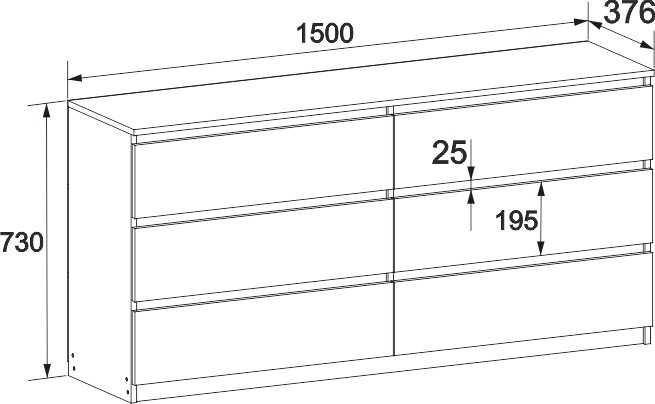 Комод 1,5 м на 6 шухляд Білий,Антрацит/Комод  на 6 ящиков