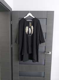 WAWA PREMIUM czarna tunika bluzka Plus size 54/56 bawełna dłuższy tył