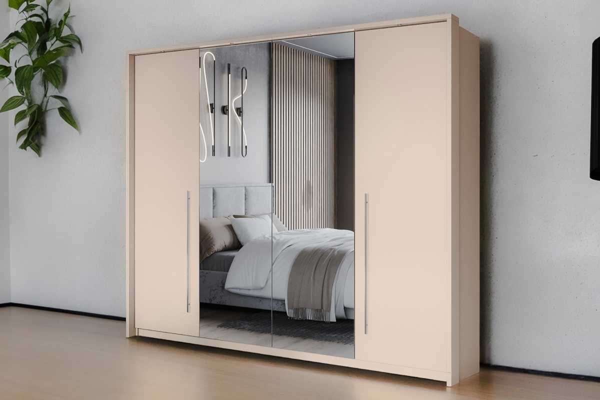 Brema 255x219x65 Szafa-drzwi harmonijkowe (biała,lava,beż piaskowy)