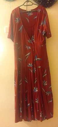 Unikatowa sukienka bordo z kwiatowym dekorem Monsoon XL/2xl