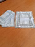 Conjunto de 4 individuais em linho /crochet