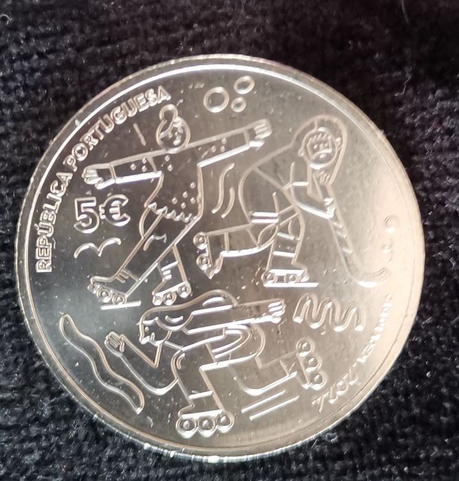 Moeda comemorativa 5 € "100  anos da Federação de Patinagem  Portugal"