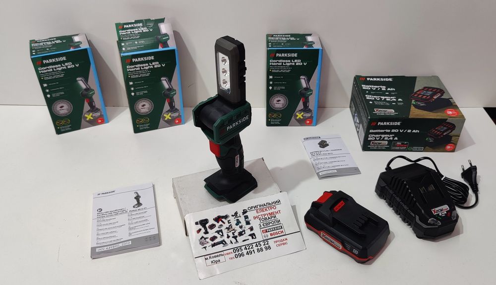 Акумуляторний LED фонарик зНімеччини PARKSIDE PLHLA 20 C1/лампа/фонарь