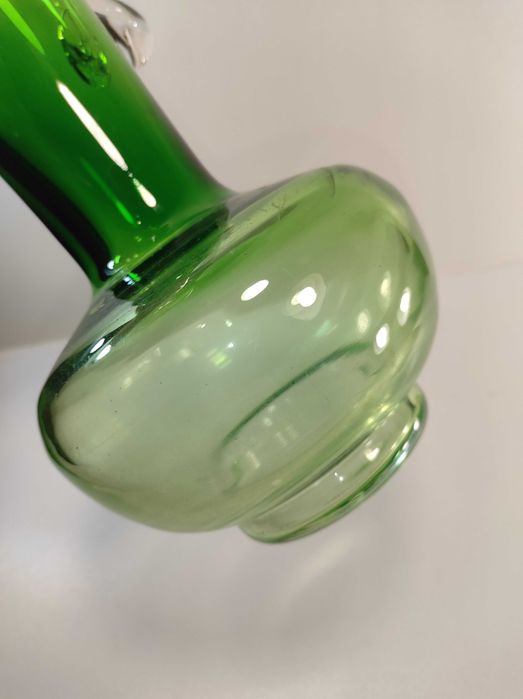 Wazon szklany Motylek HS Tarnowiec zielony 24cm J Słuczan Orkusz  PRL