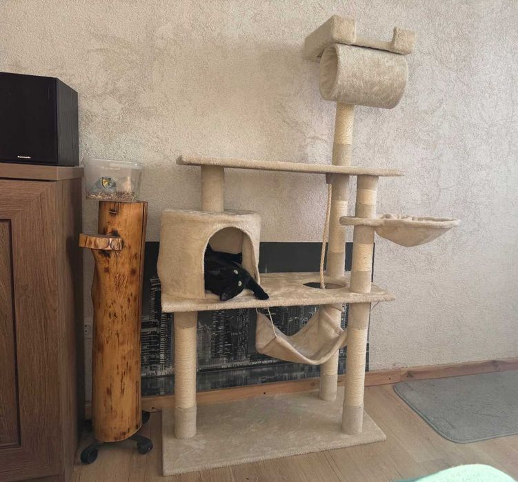 Drapak dla kota 141 cm – domek, hamak  legowiska stabilny 7 poziomów
