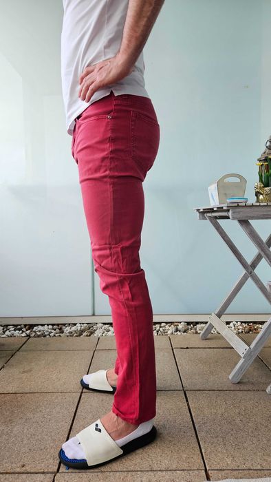 Czerwone spodnie dżinsowe męskie Jacob Cohen Luxury Denim, 32