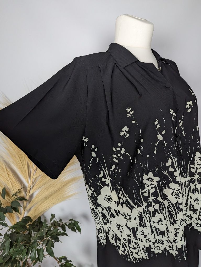 Czarno beżowa garsonka narzutka spódnica motyw kwiatowy sugerowany 54