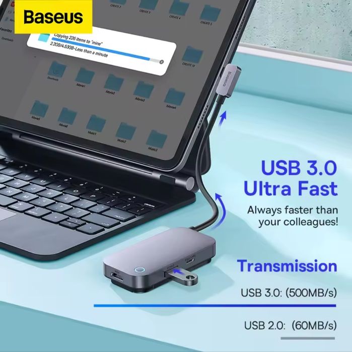 Type-C-Хаб Адаптер Baseus PadJoy 4-Port  4в1 4 порти