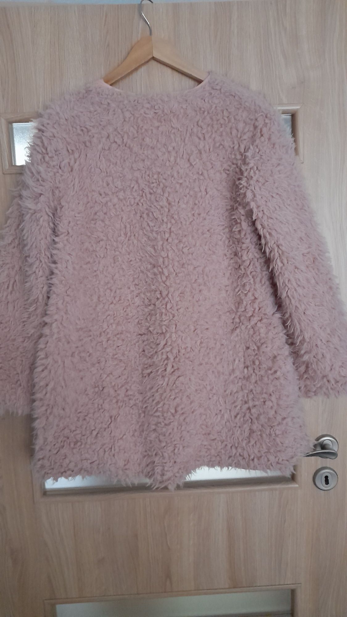Kurtka futerko włoska NEW COLLECTION kolor pudrowy roz rozmiar M/L