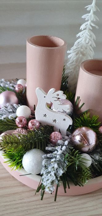 Stroik świąteczny na stół, Boże Narodzenie, świece