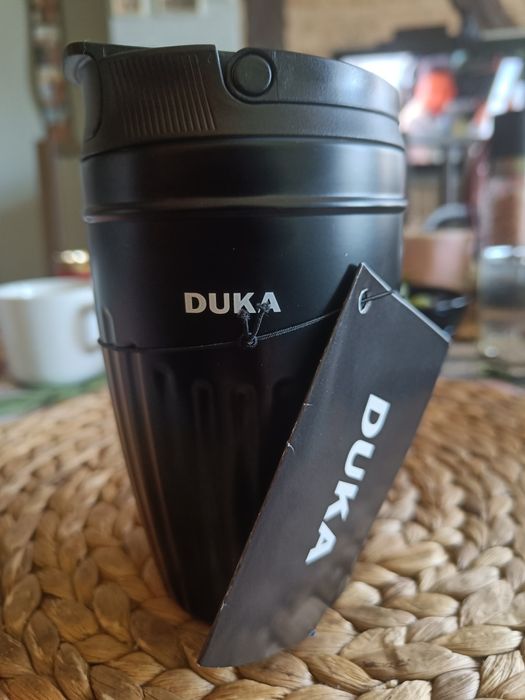 Kubek termiczny stalowy DUKA Resa 350 ml Czarny Termos Ze słom