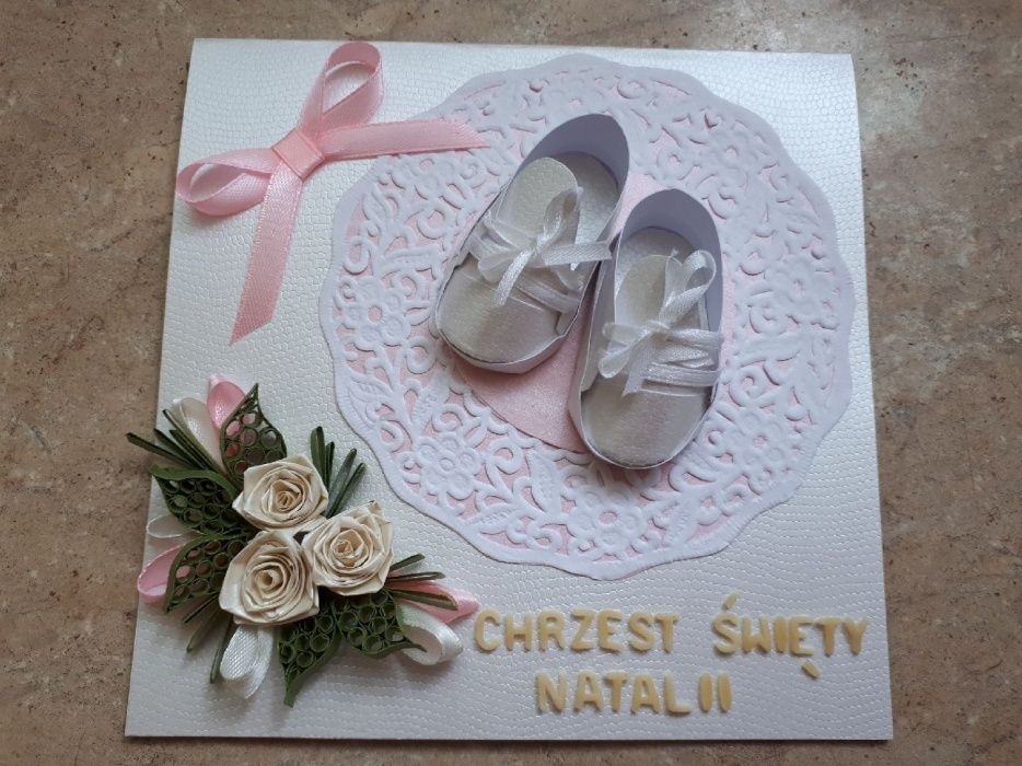 Kartki okolicznościowe, chrzest, ręcznie robione, quilling,